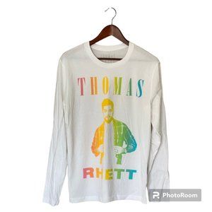 Thomas Rhett White Long Sleeve T-Shirt Unisex M Tour Music Band Colorful